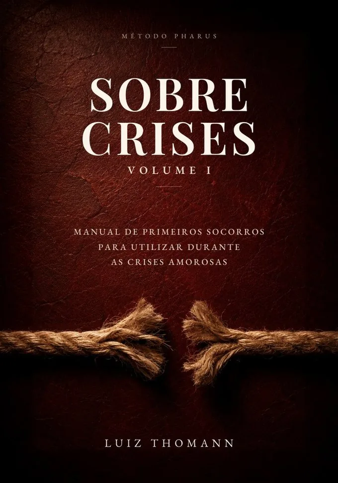 Capa do livro Sobre Crises, Volume I: couro vermelho-escuro com uma corda se rompendo